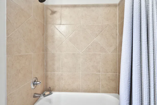 a bathroom with a bathtub