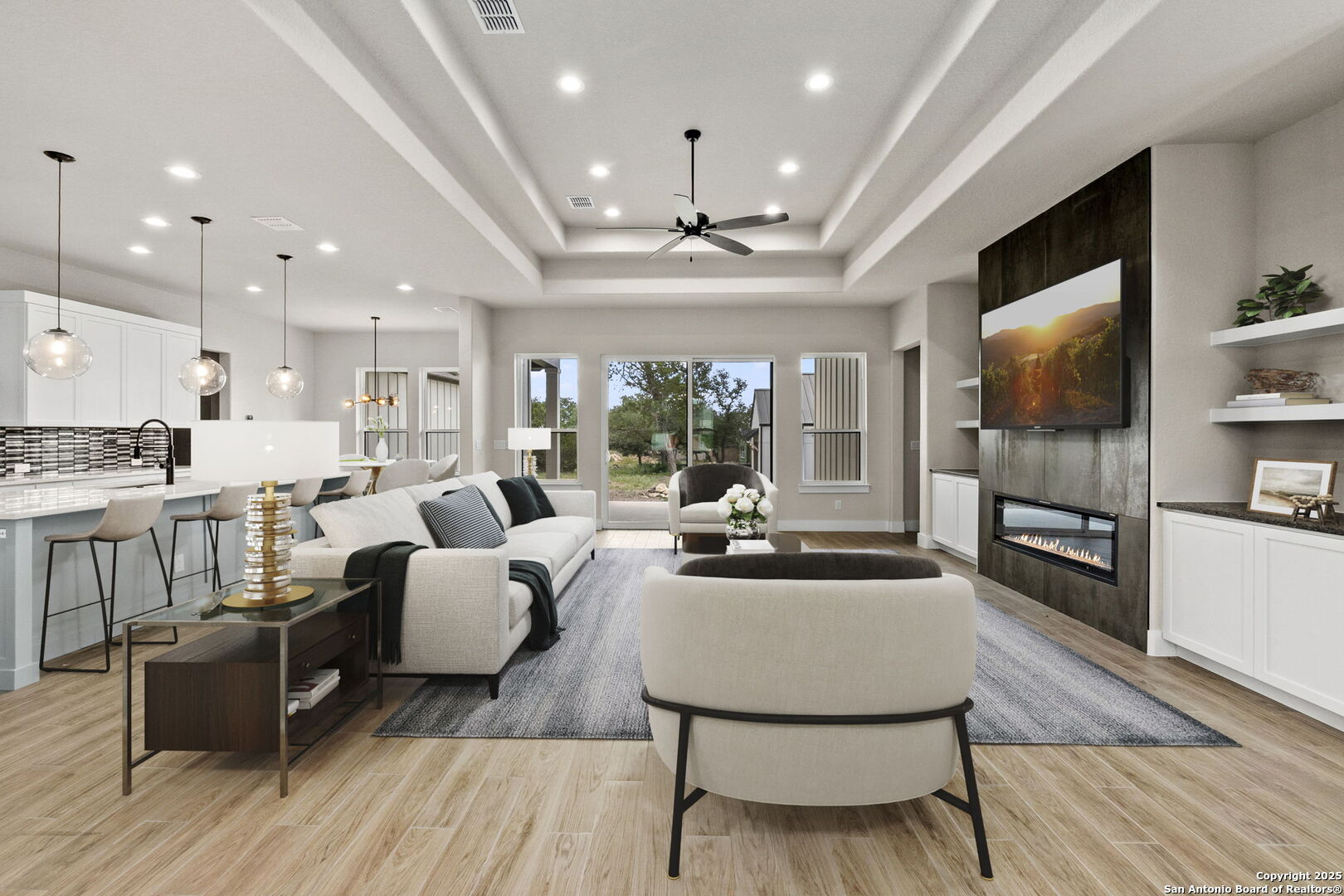 31 Peace Pipe Wimberley, TX 78676 - Photo 5 of 11 a living room with fireplace furniture and a flat screen tv