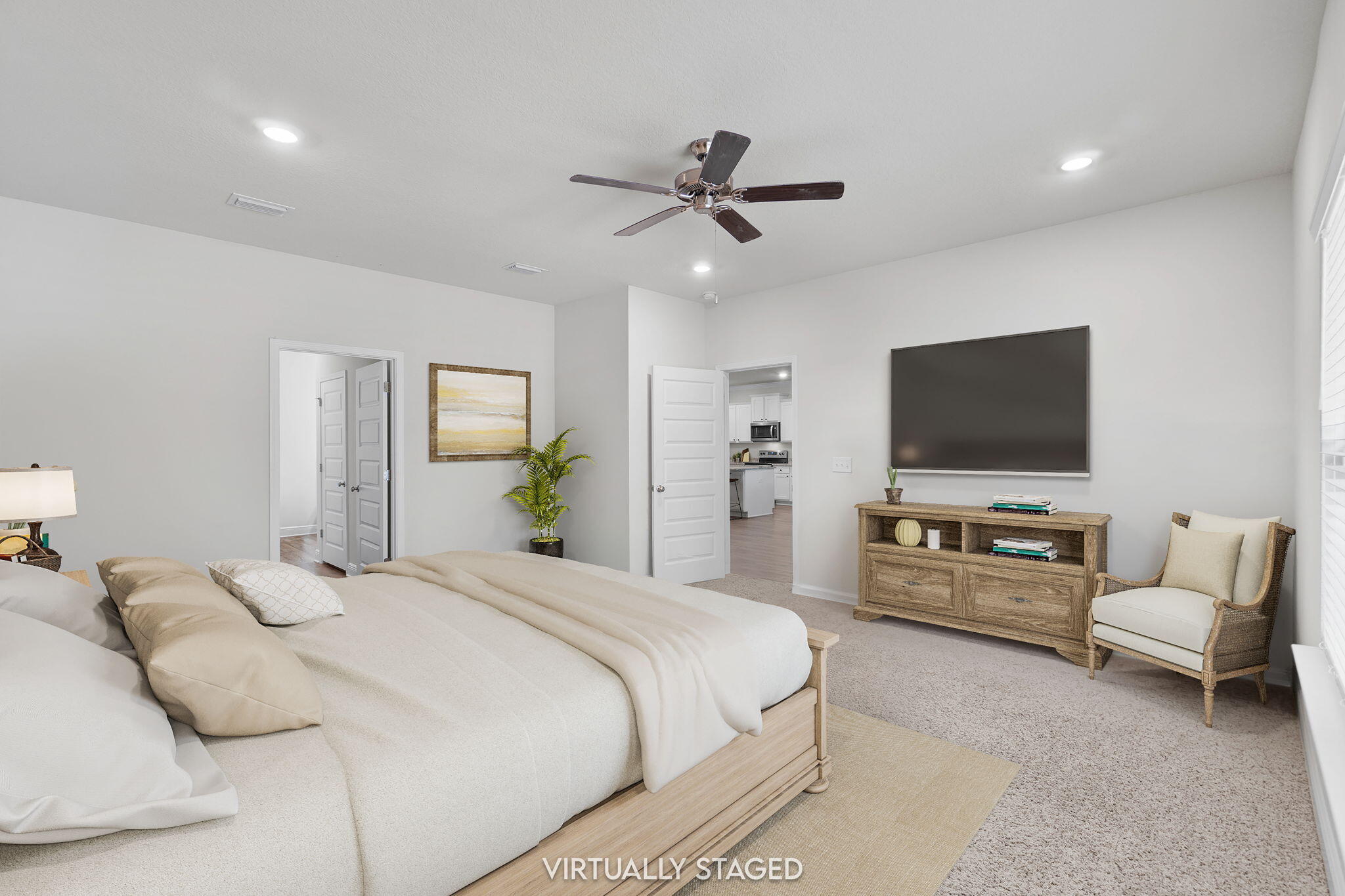 371 Lightning Bug Lane Freeport, FL 32439 - Photo 14 of 53 a bedroom with a bed and a flat screen tv
