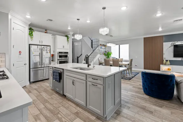 a view of entryway with wooden floor
