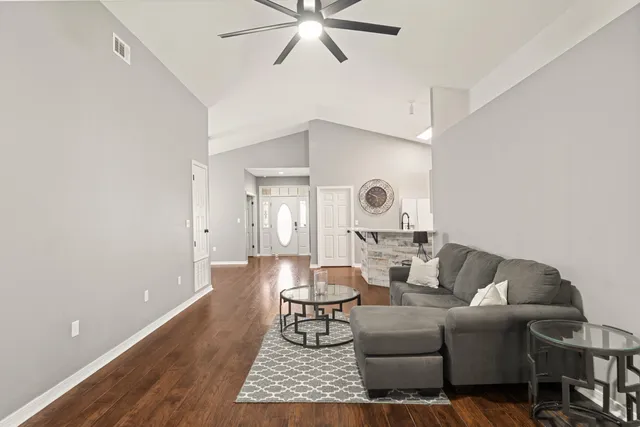 a living room with furniture