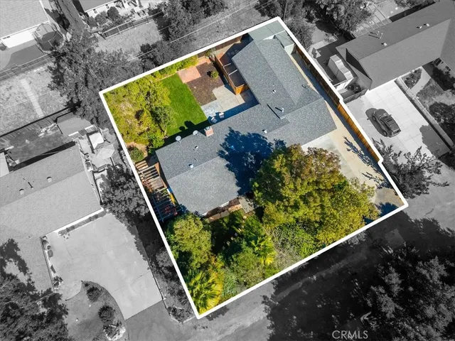 an aerial view of a house