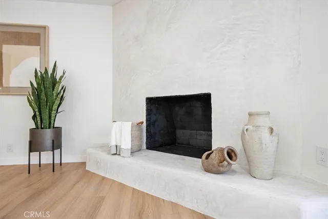 a view of wooden floor and a potted plant