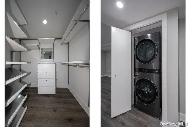 a view of a storage & utility room with washer and dryer