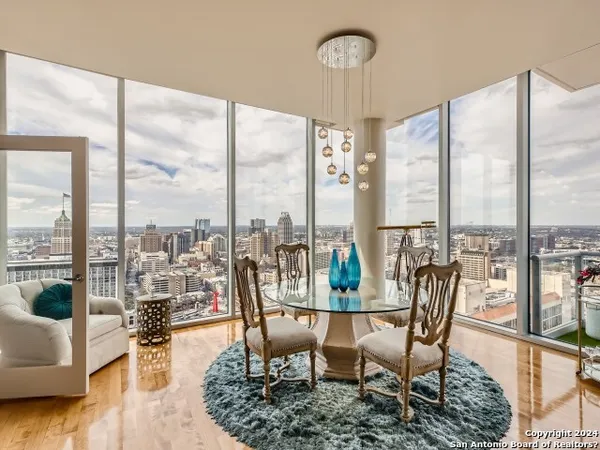 a living room with furniture