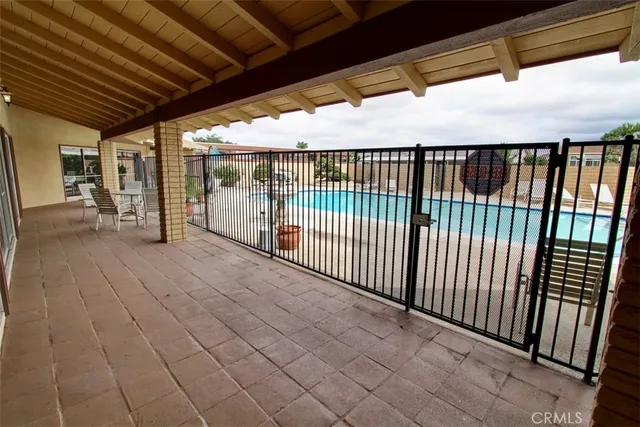 a view of a swimming pool and an ocean view