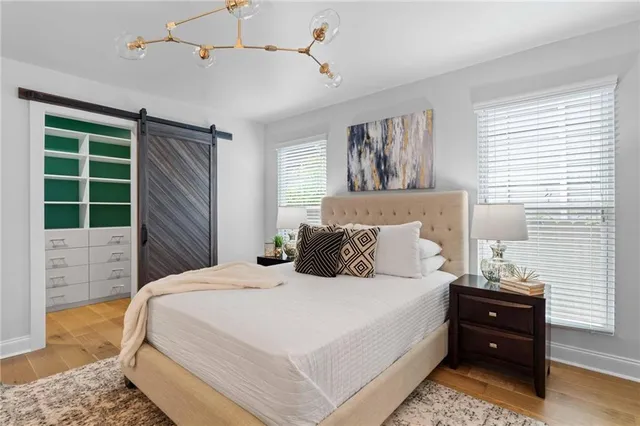 a workspace with furniture and wooden floor