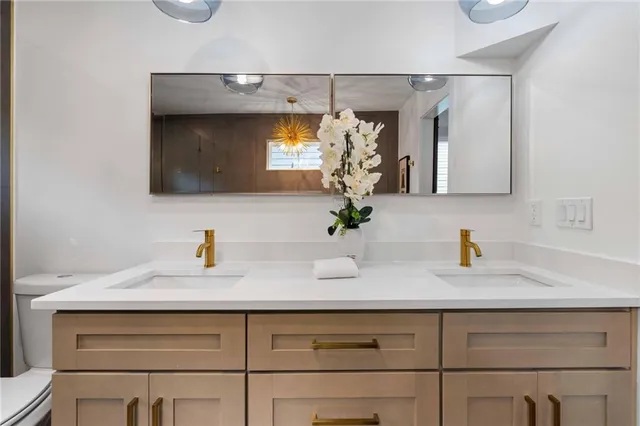 a bathroom with a toilet a sink and mirror