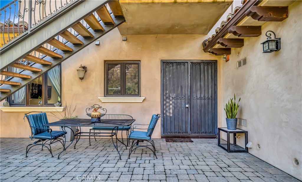 a view of an outdoor space with seating area