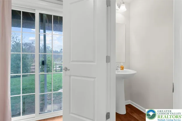 a view of wooden door