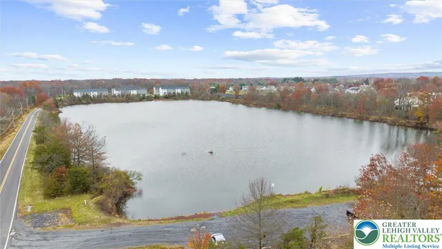 a view of a lake from a yard