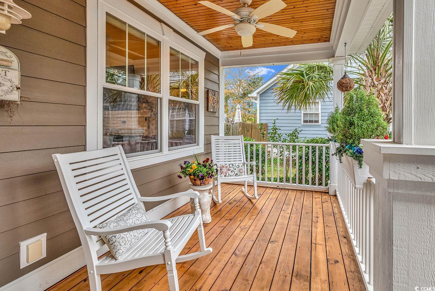 317 Goddard Lane Murrells Inlet, SC 29576 - Photo 2 of 40 Wooden deck featuring ceiling fan and a porch
