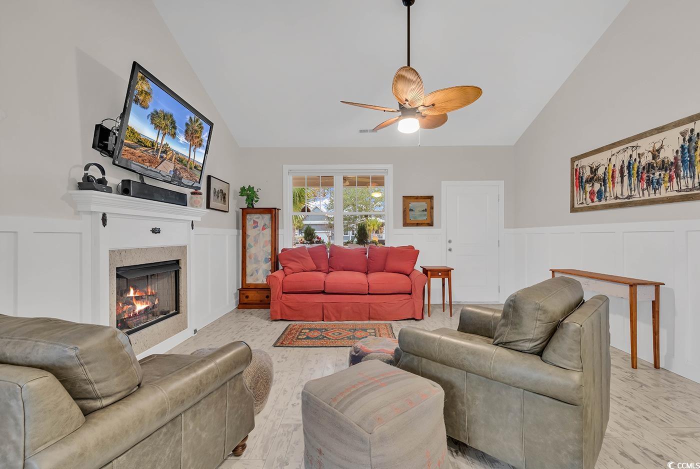 317 Goddard Lane Murrells Inlet, SC 29576 - Photo 3 of 40 Living room with ceiling fan, light wood-type floo