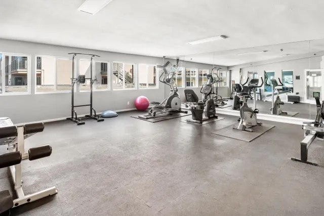 a view of a room with gym equipment