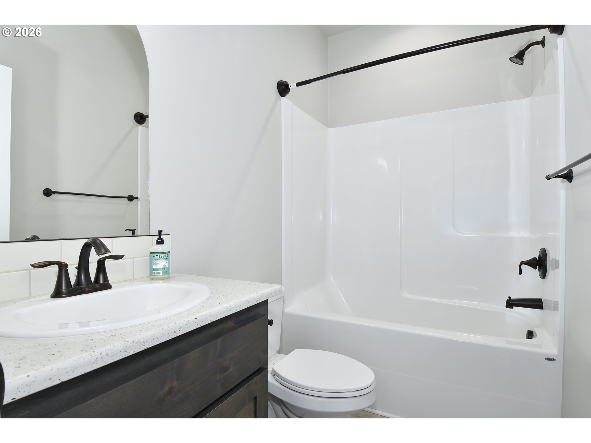 443 Northeast Pine Street Sublimity, OR 97385 - Photo 18 of 26 a bathroom with a sink and a mirror