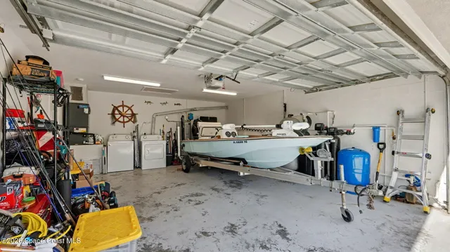 a storage room with gym equipment