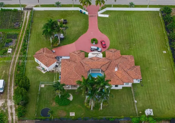 an aerial view of a house
