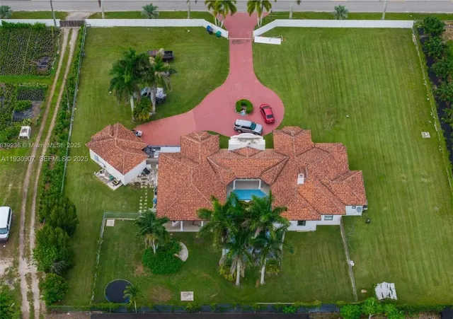 an aerial view of a house