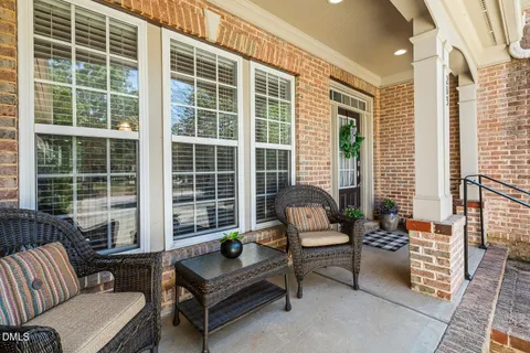 a building outdoor space with patio furniture