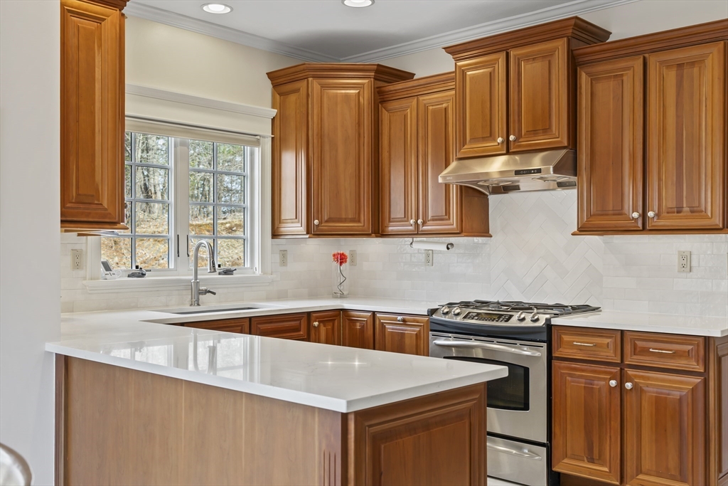 30 Nobscot Road, Unit 1 Sudbury, MA 01776 - Photo 6 of 42 a kitchen with stainless steel appliances granite countertop a sink stove and cabinets
