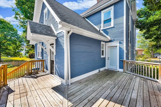 a view of a wooden deck