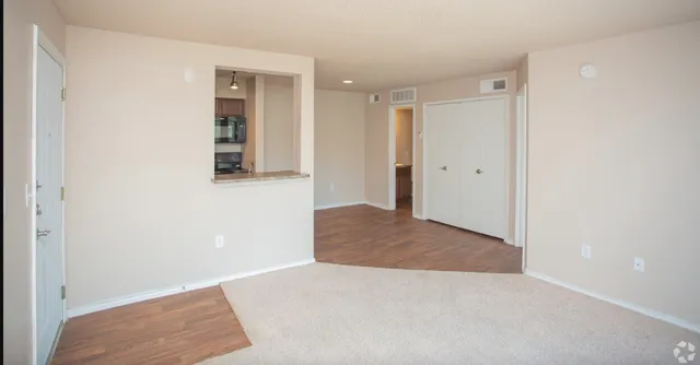 a bathroom with a sink vanity and a mirror