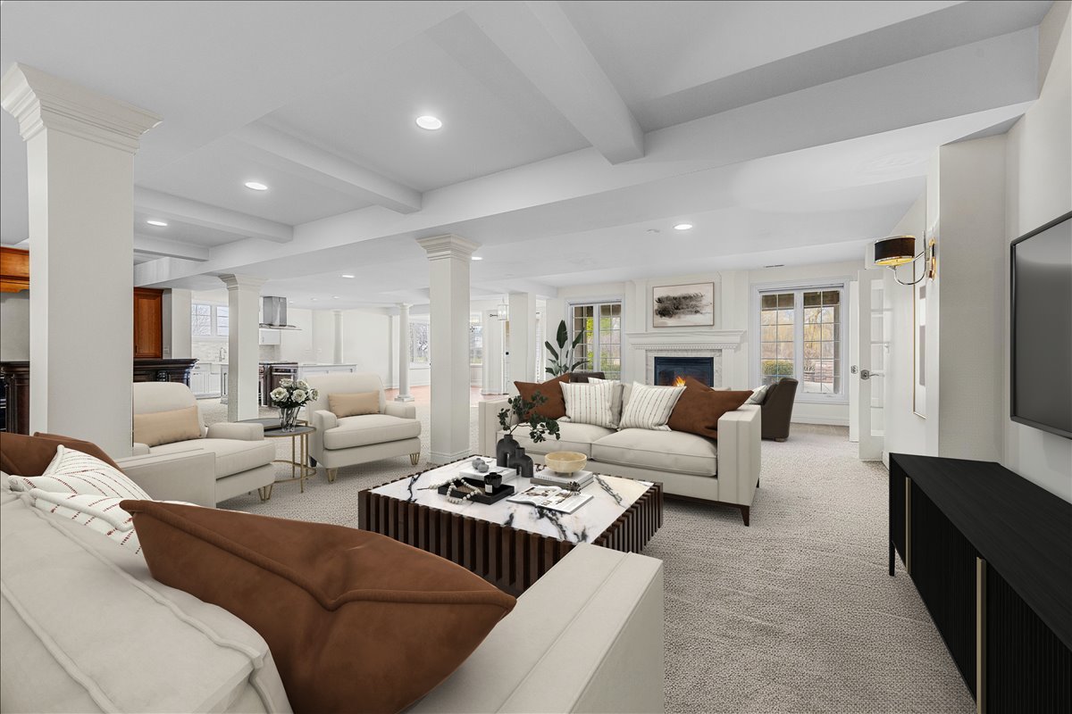 1175 Woodburn Court Inverness, IL 60067 - Photo 38 of 68 a living room with furniture wooden floor and a view of kitchen