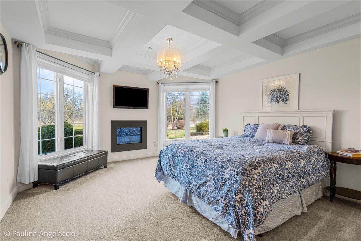 1175 Woodburn Court Inverness, IL 60067 - Photo 46 of 68 a spacious bedroom with a bed and a fireplace
