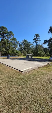 a view of a backyard with a tree