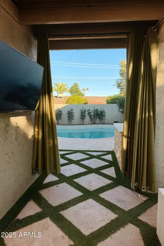 a view of balcony with floor