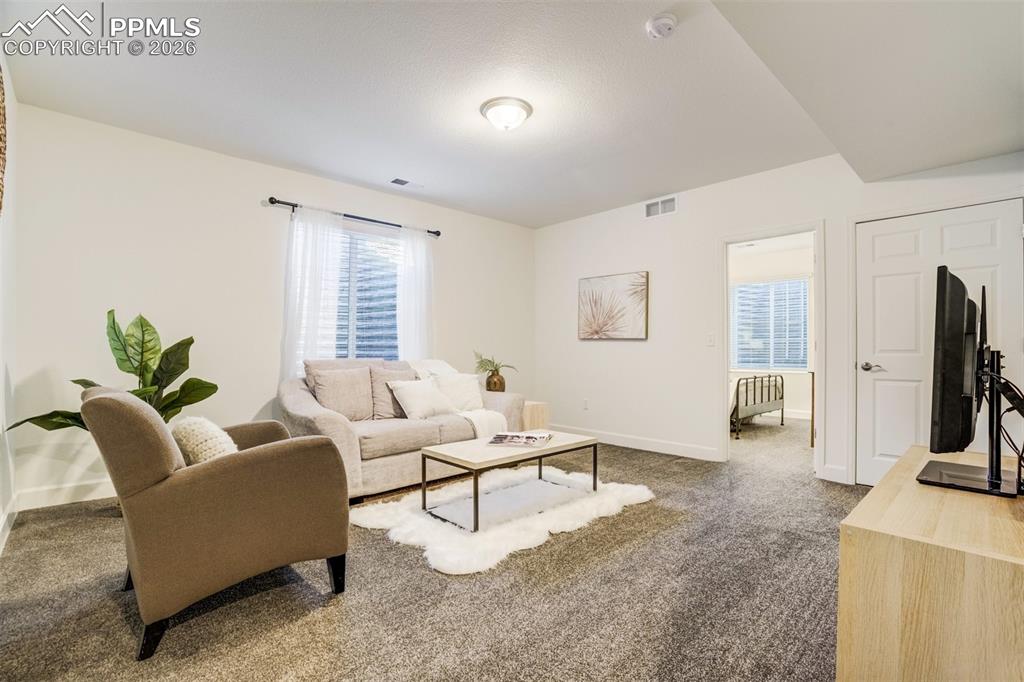 6374 Moate Lane Colorado Springs, CO 80927 - Photo 29 of 42 a living room with furniture and a flat screen tv