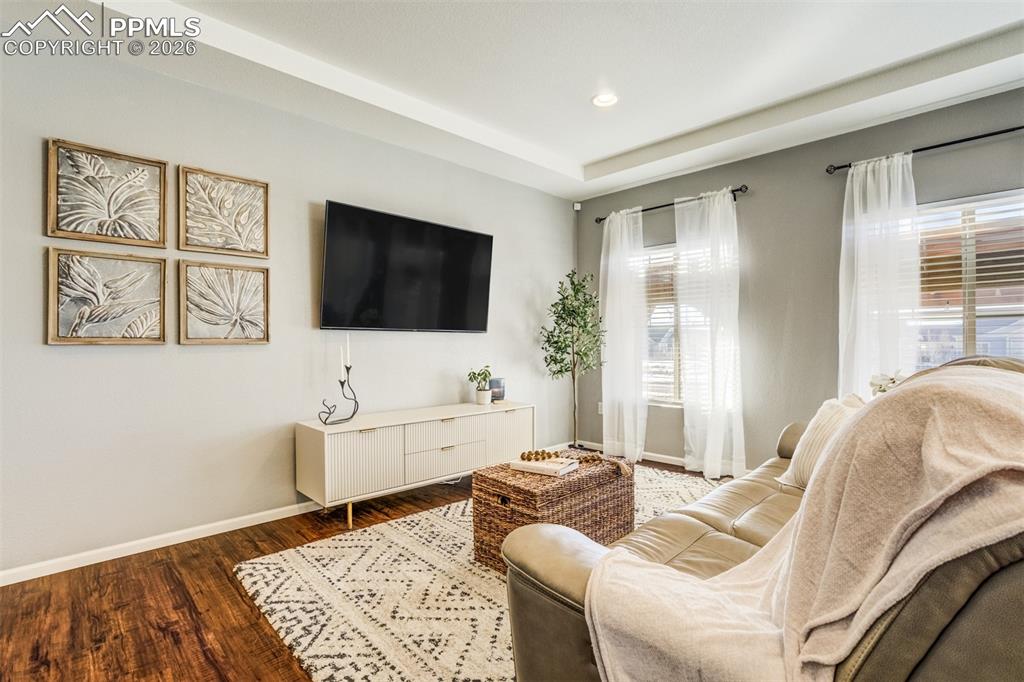 6374 Moate Lane Colorado Springs, CO 80927 - Photo 5 of 42 a living room with furniture and a flat screen tv