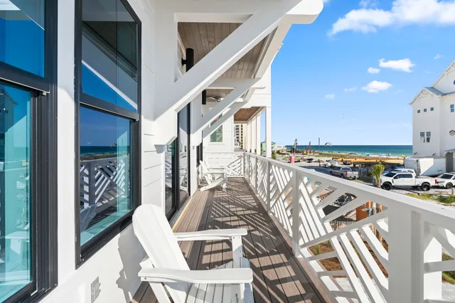 a view of an ocean and city