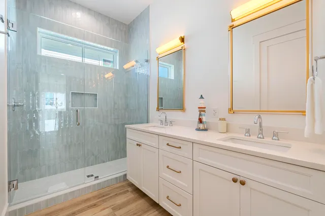 a bedroom with a bed and a view of bathroom