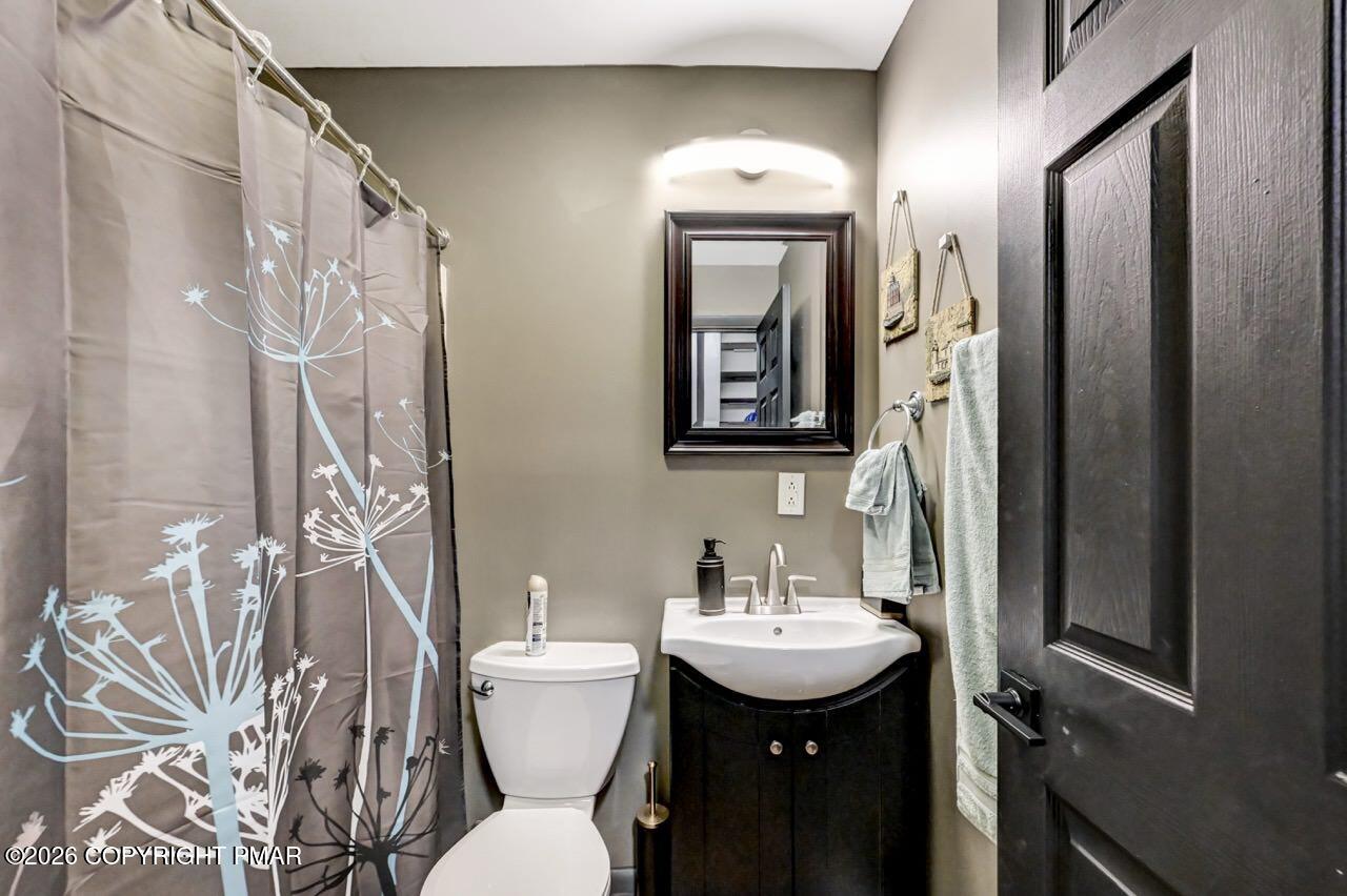 256 Devils Hole Road Cresco, PA 18326 - Photo 46 of 56 a bathroom with a toilet sink and mirror