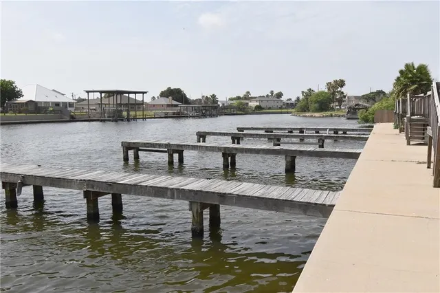 a view of a lake with houses