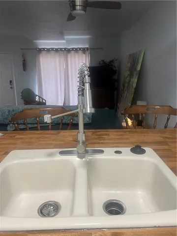 a bathroom with a bathtub