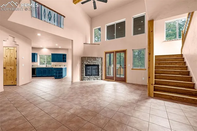 a view of an entryway with a kitchen