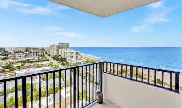 a balcony with city view