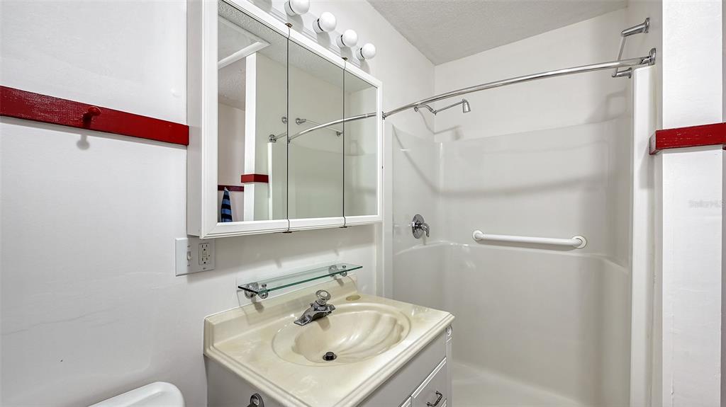 619 Albee Farm Road North Nokomis, FL 34275 - Photo 37 of 93 a bathroom with a sink a mirror and a shower