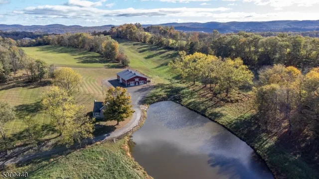 a view of a lake with mountains in the background
