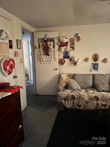 a bedroom with a bed and cabinets