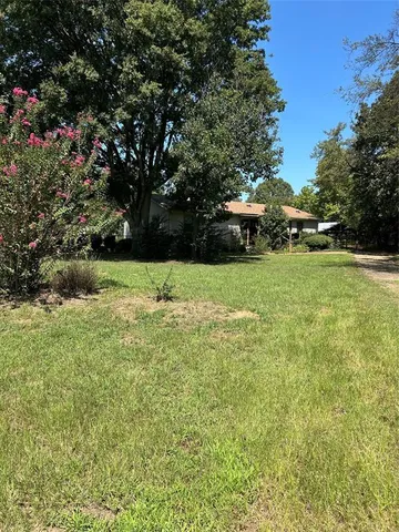 a view of a garden with a bench