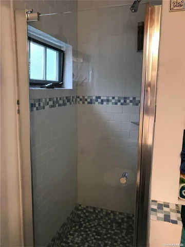 a bathroom with a window