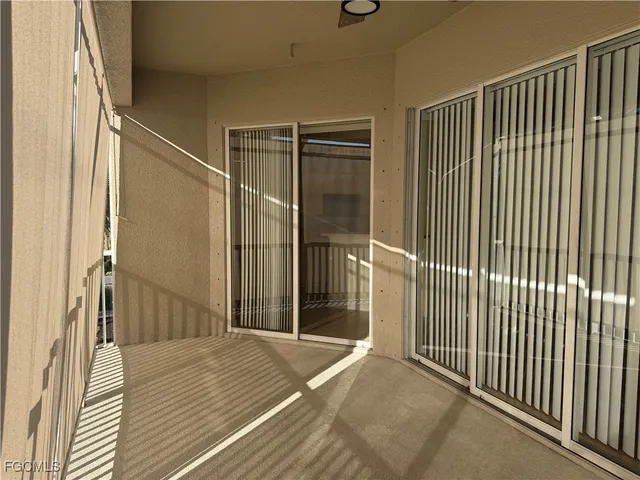 a view of a balcony from door