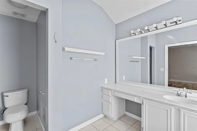 a bathroom with a sink vanity toilet and mirror