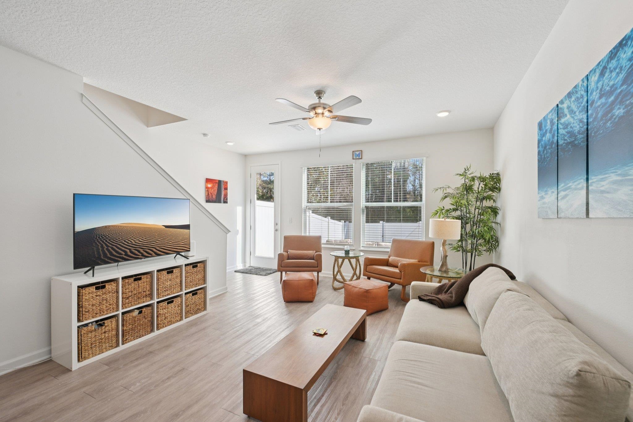 22 Ridge Lake Road St. Augustine, FL 32086 - Photo 8 of 31 Living room with ceiling fan, wood finished floors, and a textured ceiling