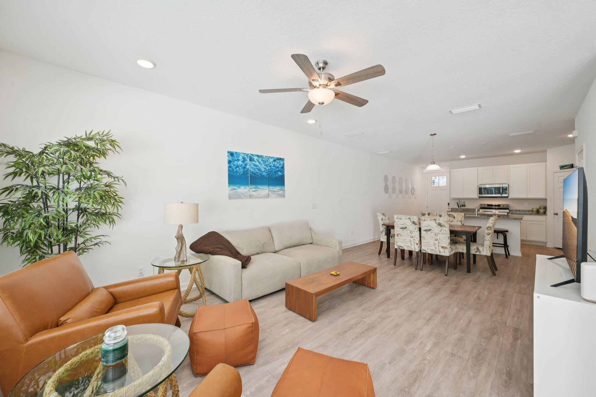 22 Ridge Lake Road St. Augustine, FL 32086 - Photo 10 of 31 Living area with light wood-style floors, a ceiling fan, and recessed lighting