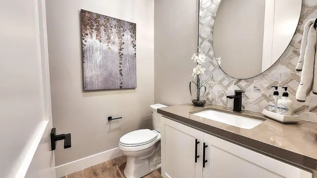 a view of a bathroom from the hallway