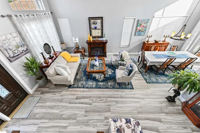 a living room with furniture and a couch